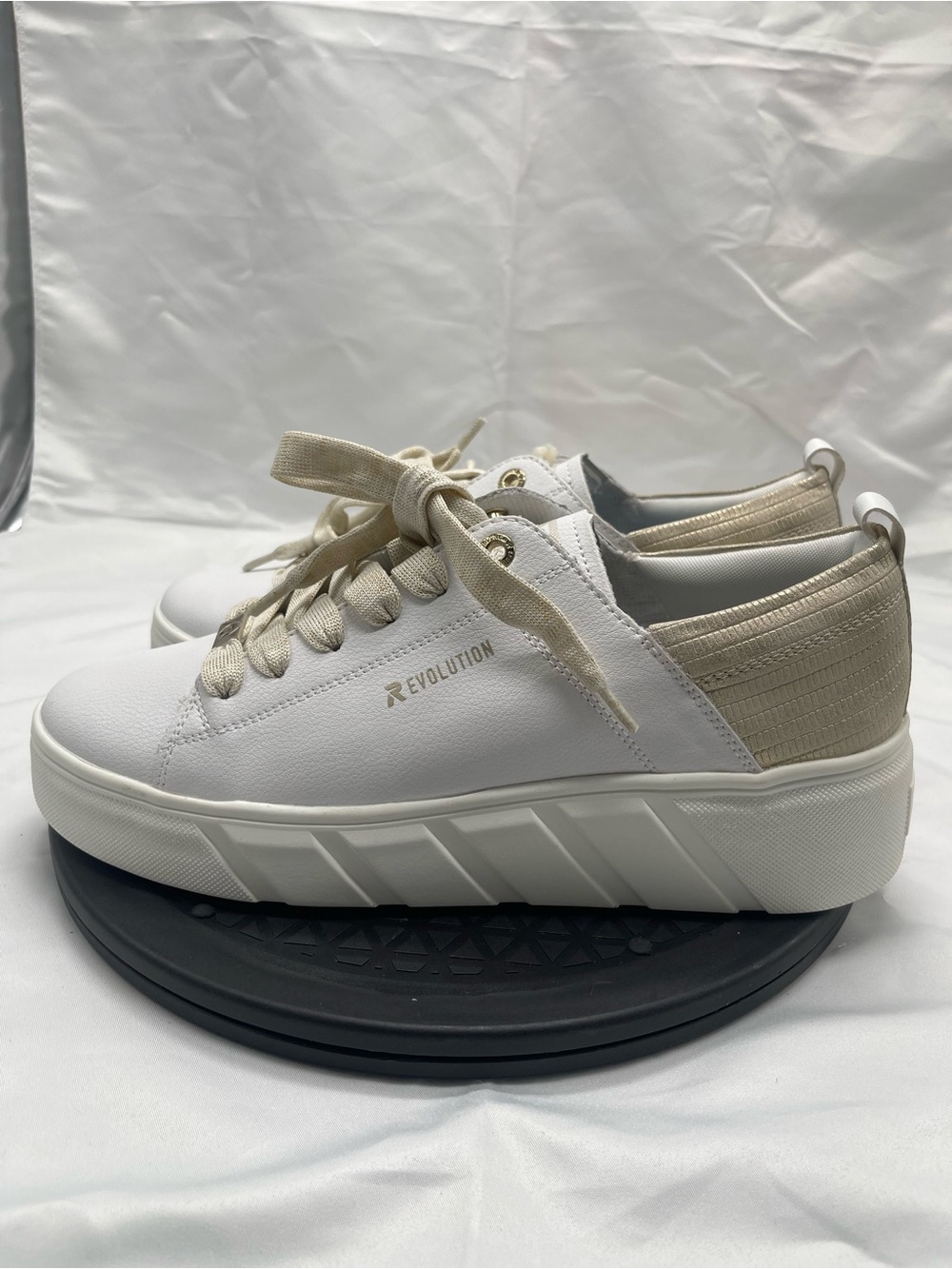 NEW Rieker Revolution White Leather Platform Lace Up Sneakers Shoes Size 41